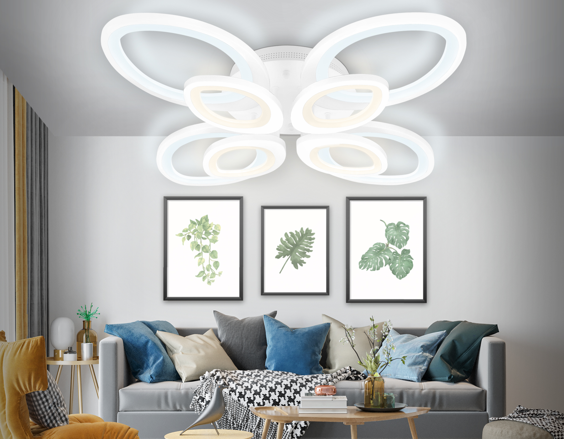 Потолочный LED светильник FA4493/4+4 WH белый 134W 3000+6400K/4200K/6400+3000K 620*620*120 (ПДУ ИК)