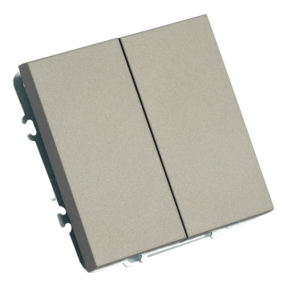 Выключатель 2-клавишный (механизм), STEKKER, 250В, 10А, серия Эмили, RSW10-5104-09, антрацит, soft touch