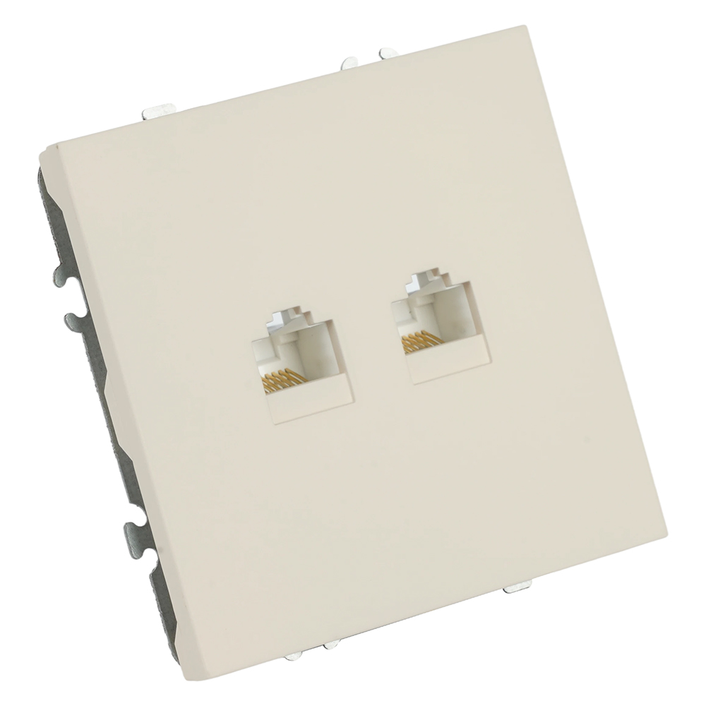 Розетка компьютерная 2-местная RJ-45 (механизм), STEKKER, серия Эмили, RST00-5111-08, кашемир, soft touch