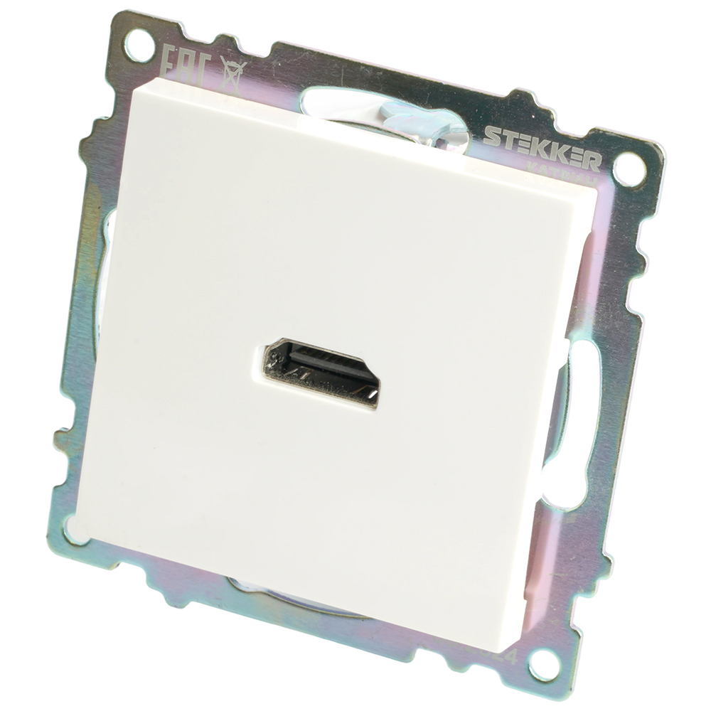 Розетка HDMI 2.1, Type A  (механизм), STEKKER GLS00-7118-01, серия Катрин, белый