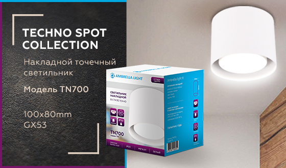 Точечный накладной светильник Ambrella GX53 TN700 WH белый GX53 D100*80