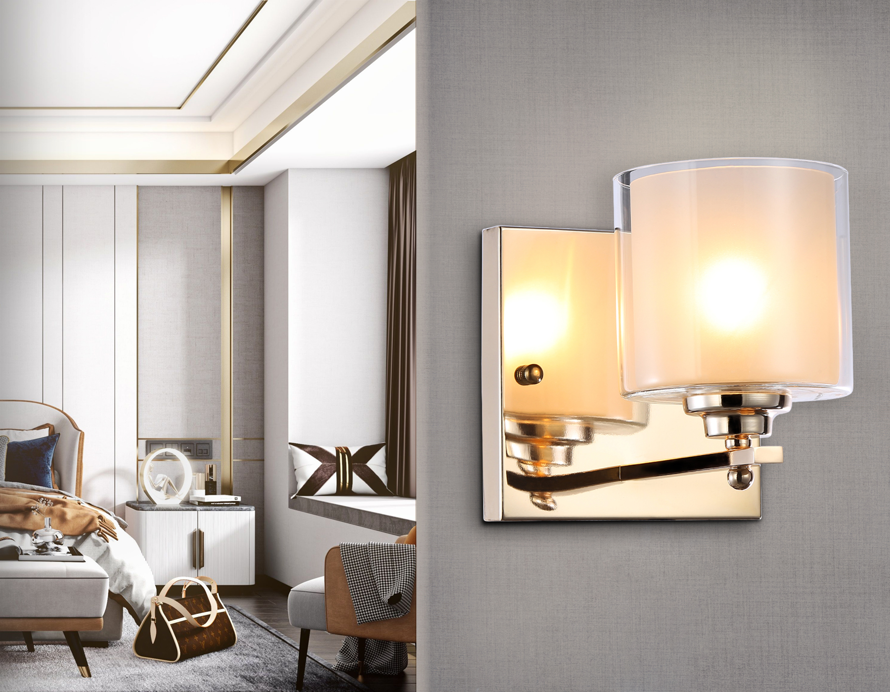 Настенный светильник TR4431 GD/CL/FR золото/прозрачный/белый матовый E27 max 40W 197*140*230