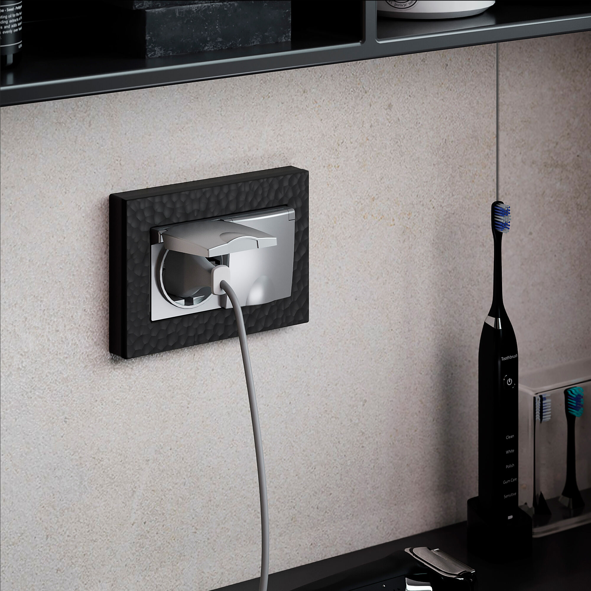 Розетка двойная влагозащ. с зазем. с защит. крышками и шторками Werkel (серебряный) W1172206