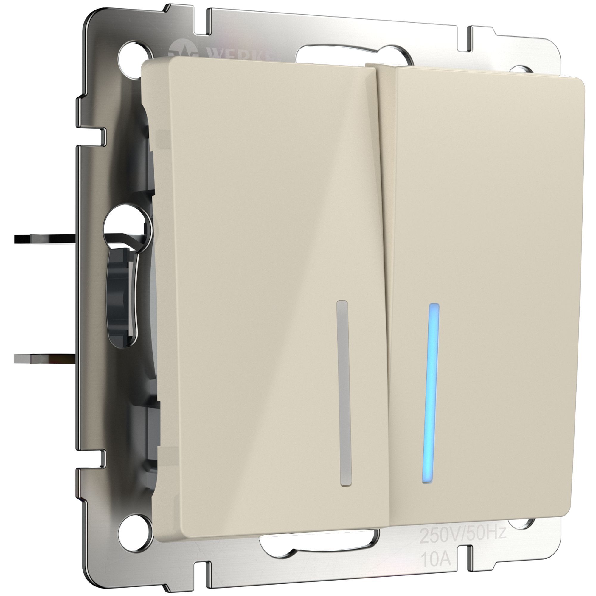 Выключатель двухклавишный с подсветкой WERKEL (слоновая кость) WL03-SW-2G-LED-ivory / W1120103 / a030807