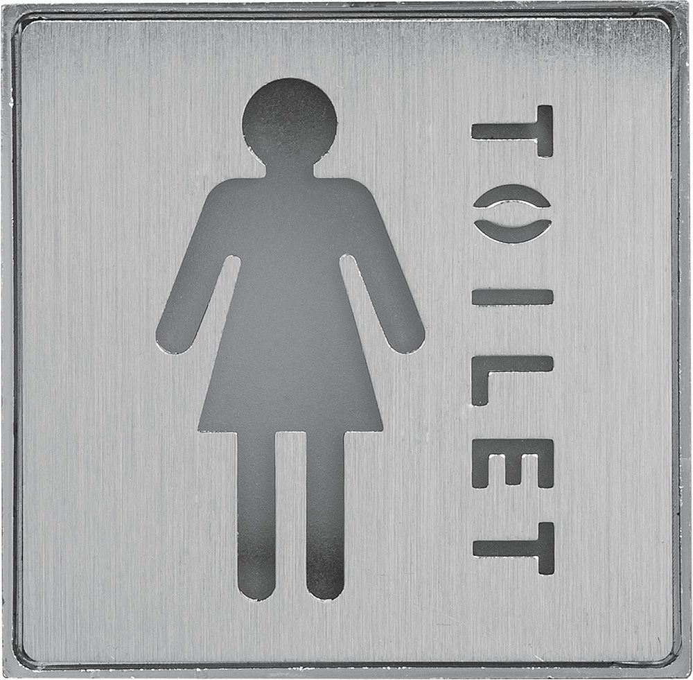 Светильник аккумуляторный, 1 LED/1W 230V, AC "Туалет женский" красный 110*110*20 mm, серебристый, EL54