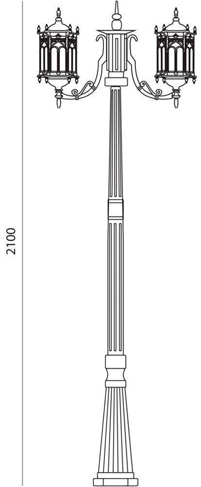 Светильник садово-парковый Feron PL119 столб шестигранный 2*60W 230V E27 2,2M черное золото Светильник садово-парковый Feron PL119 столб шестигранный 2*60W 230V E27 2,2M черное золото