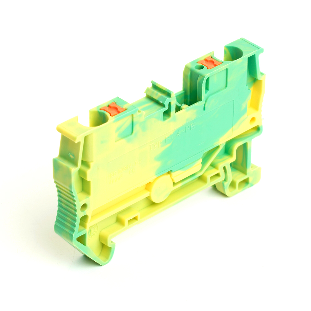 Зажим пружинный, 2-проводной проходной ЗНИ - 4 , JXB PT 4, желтый,зеленый LD572-1-40