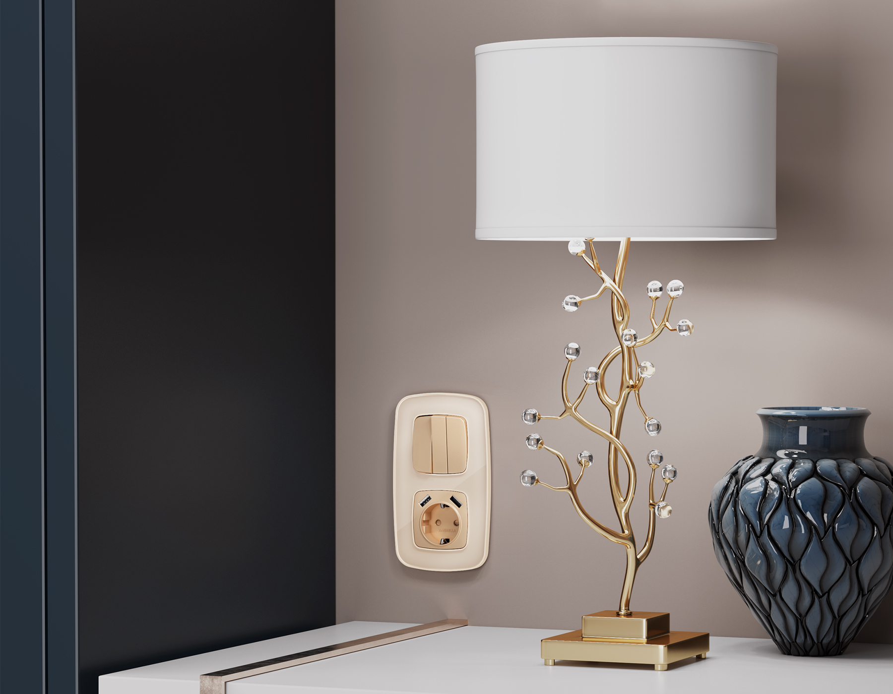 OP6050 Лицевая панель OMEGA (Шампань) для 3-кл выключателей QUANT