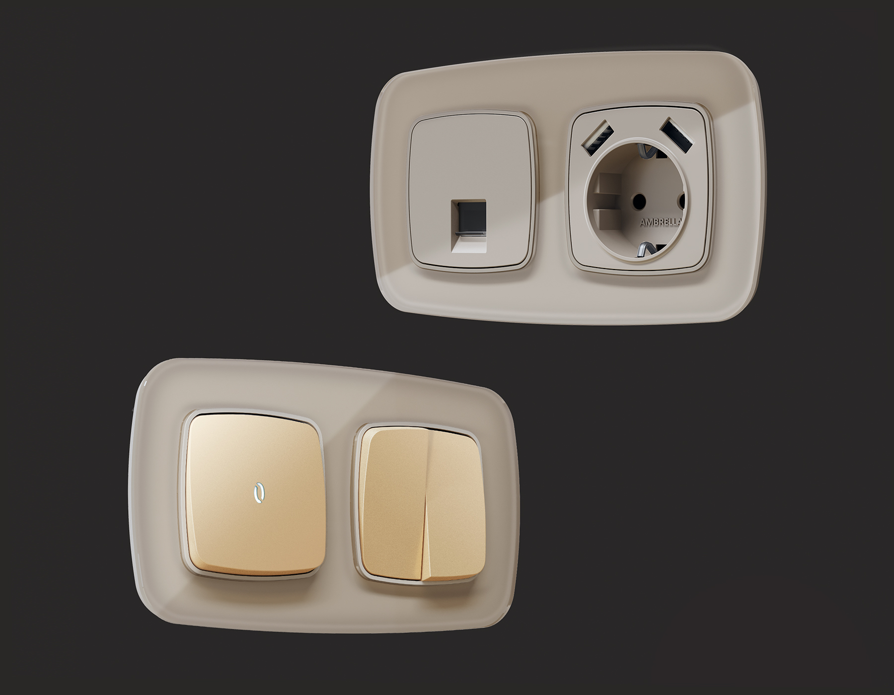 OF350602 Рамка OMEGA Radian (Серо-бежевый Стекло закаленное натуральное) 2-ая