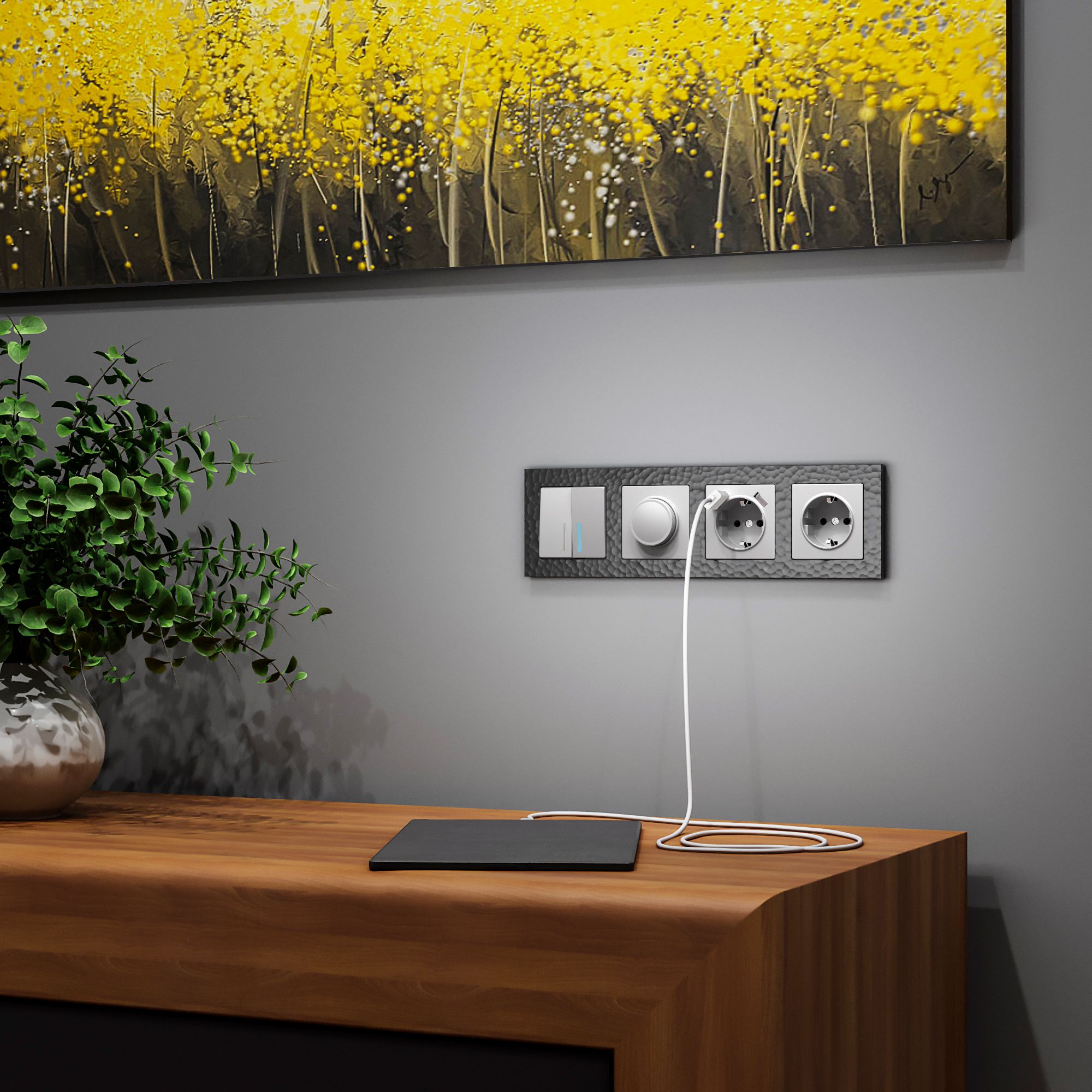 Рамка на 4 поста Werkel Hammer (черный) / W0042408 / a052527