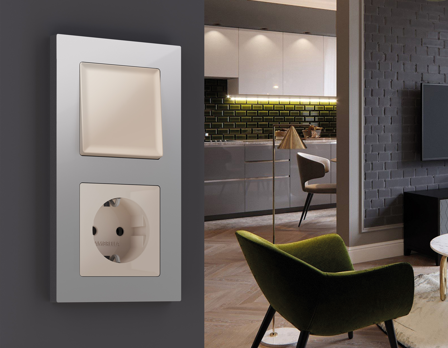 AF220402 Рамка ALFA Techno (Серебро глянец) 2-ая