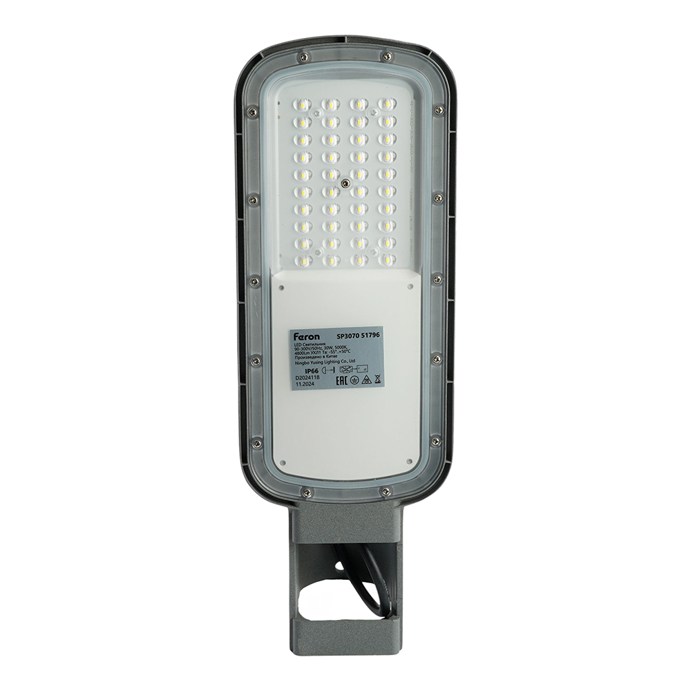 Светодиодный уличный консольный светильник Feron SP3070 30W 5000K 90-300V, серый