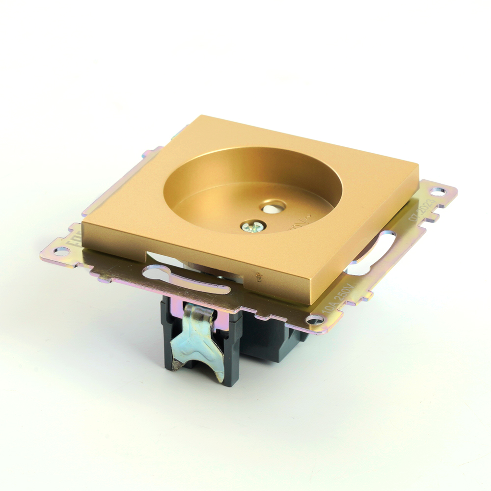 Розетка 1-местная с защитной шторкой (механизм) б/з,STEKKER, GLS10-7109-08, 250В, 10А, серия Катрин, золото