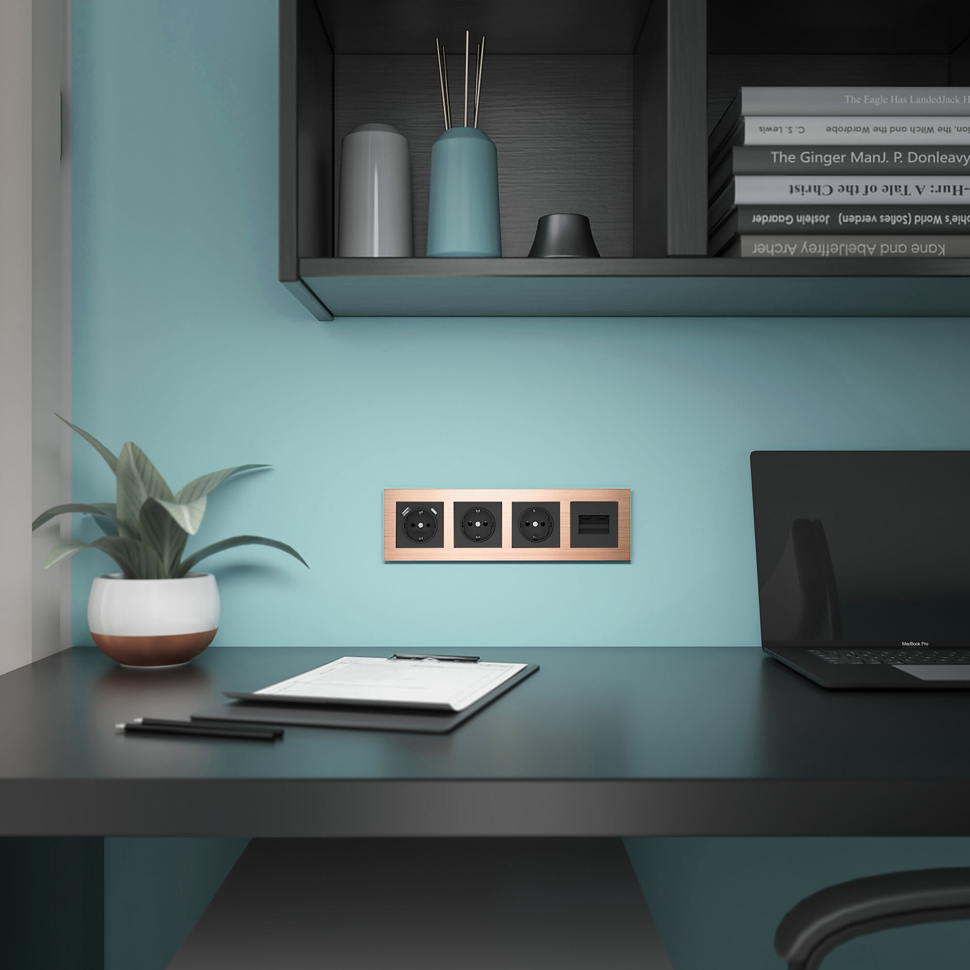 Рамка на 4 поста Werkel Aluminium  (бронза) W0041712