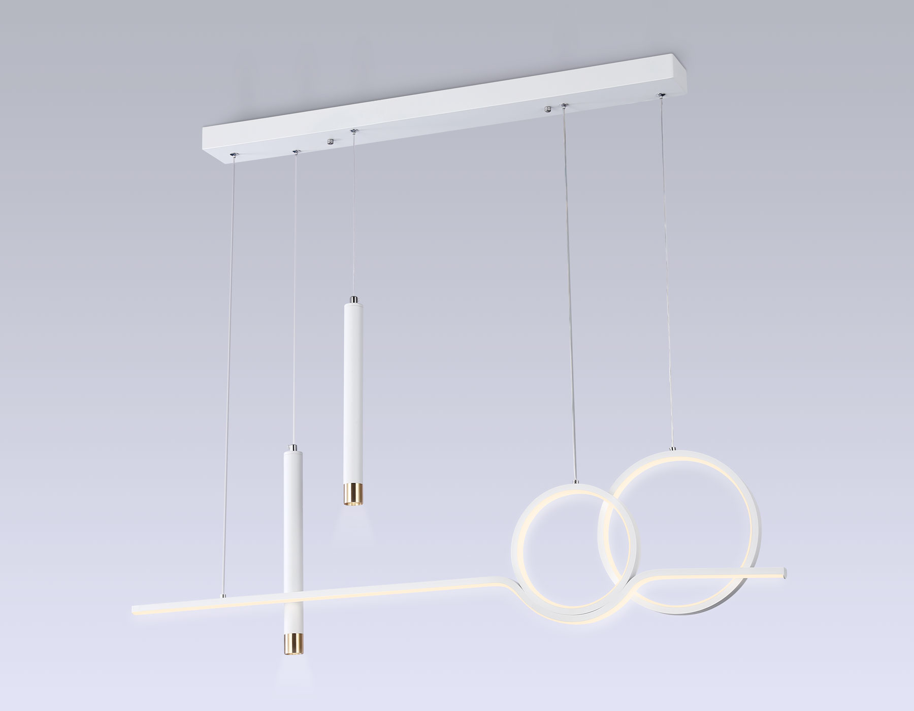 Подвесной светильник Ambrella FL5393/5 WH белый 3000K/4200K/6400K+4200K 62W 1000*75*1200 (ПДУ ИК)