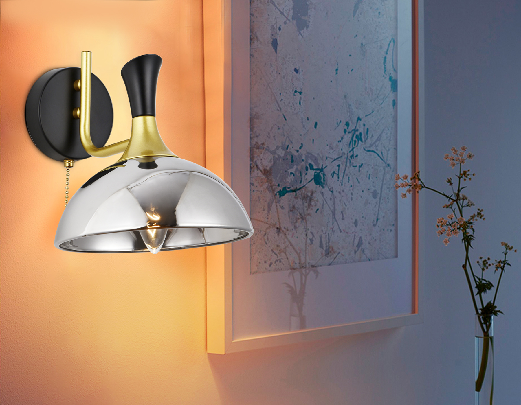 Настенный светильник с выключателем Ambrella TR9086 BK/GD/SM черный/золотой/дымчатый E27 max 40W 220*200*265