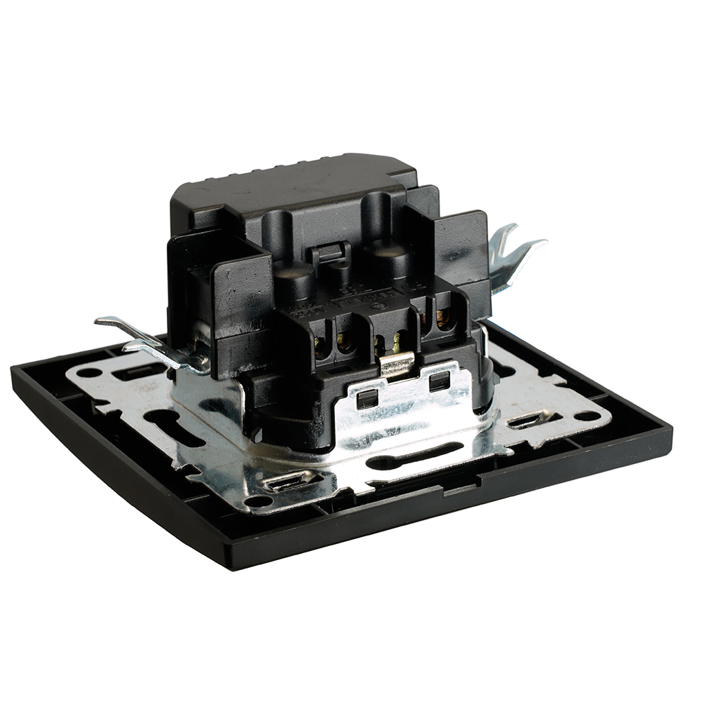 Розетка 1-местная с/з STEKKER, PST16-9016-03, 250В, 16А с USB+ type C, серия Эрна, черный