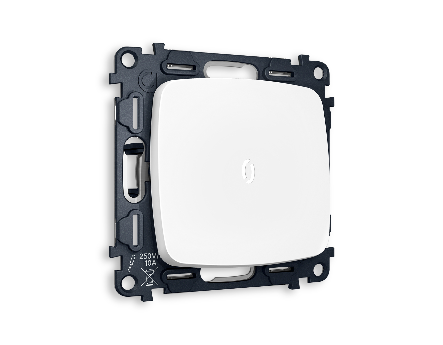 MO122015 Комплект механизма 1-кл выключателя с подсветкой 5600K OMEGA Белый матовый QUANT (OP1220, VM101, G14W)