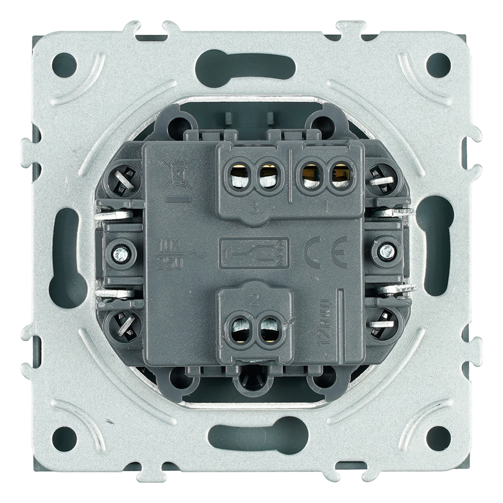 Переключатель 1-клавишный (механизм), STEKKER, 250В, 10A, серия Эмили, RSW10-5105-09, антрацит, soft touch