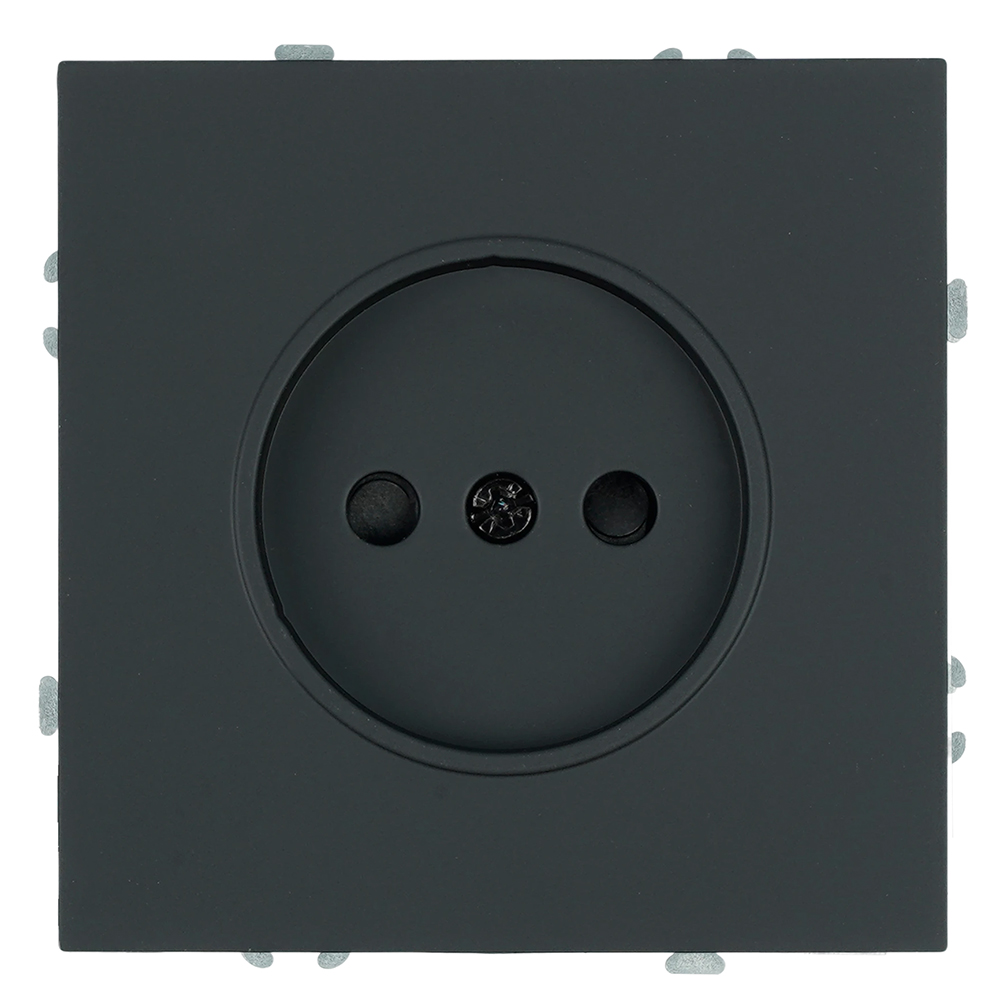 Розетка 1-местная с з/ш, б/з (механизм), СЗК, STEKKER, 250В, 16А, серия Эмили, RST16-5109-05ZK, черный уголь, soft touch