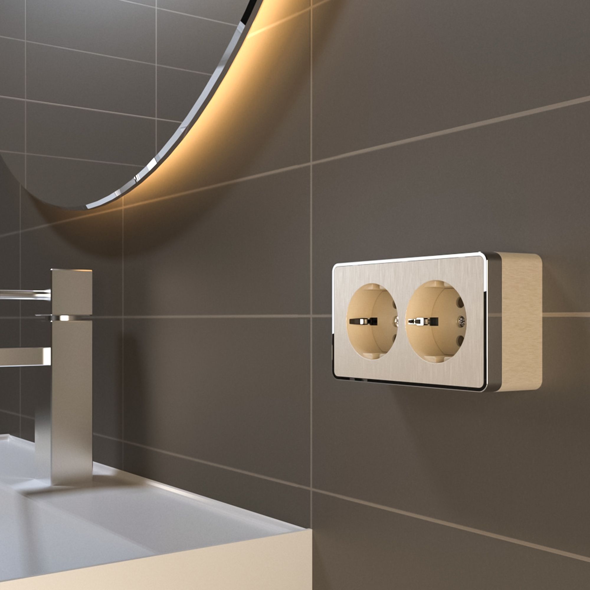 Розетка двойная с заземлением Werkel Gallant (шампань рифленый) WL15-02-03 / W5072110 / a041419