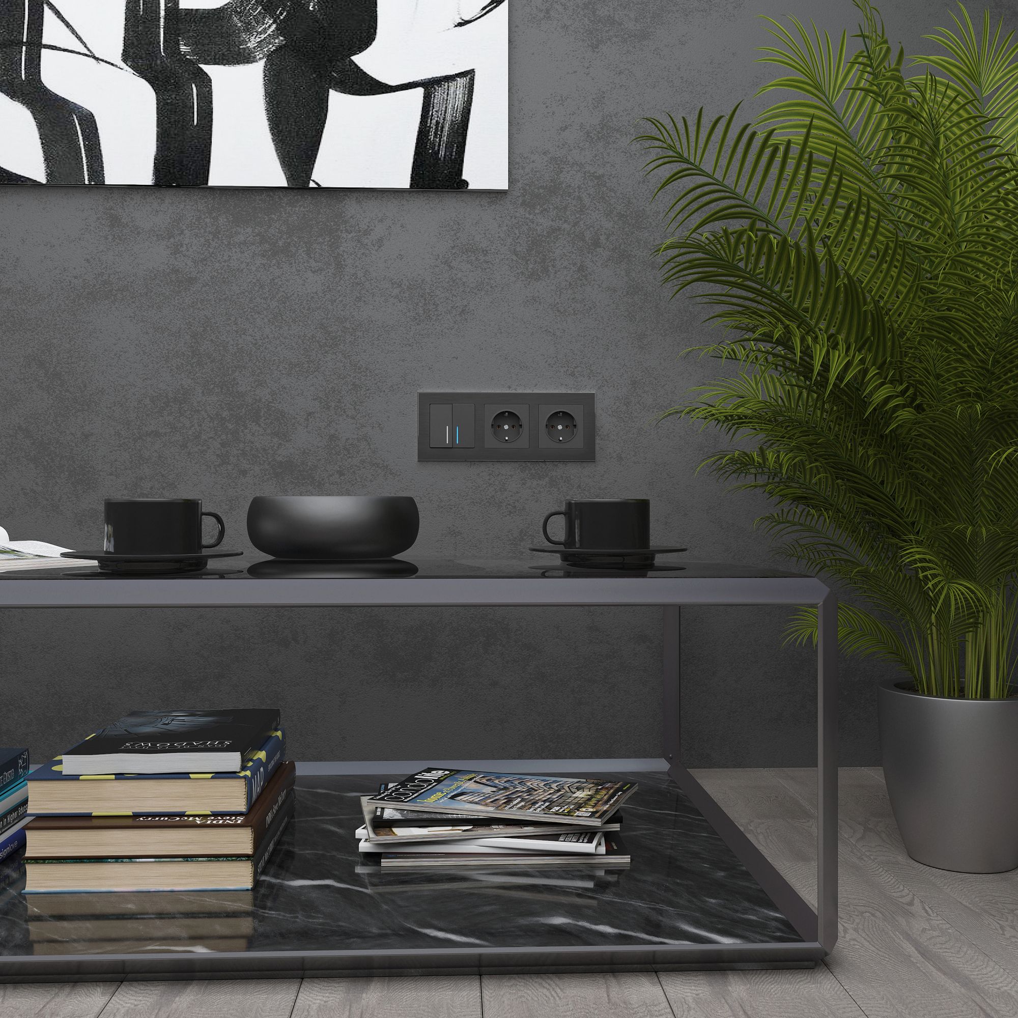 Рамка WERKEL Aluminium на 3 поста (черный алюминий) WL11-Frame-03 / W0031708 / a039118