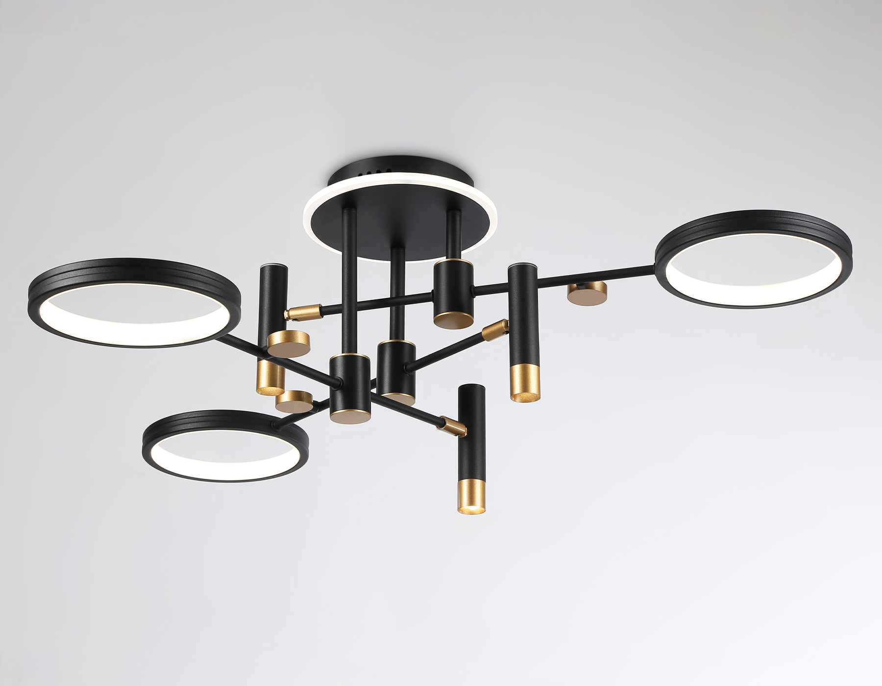 FL51647/3+3 BK/GD черный/золото 76W 3000K-6400K D700*300 (ПДУ ИК)