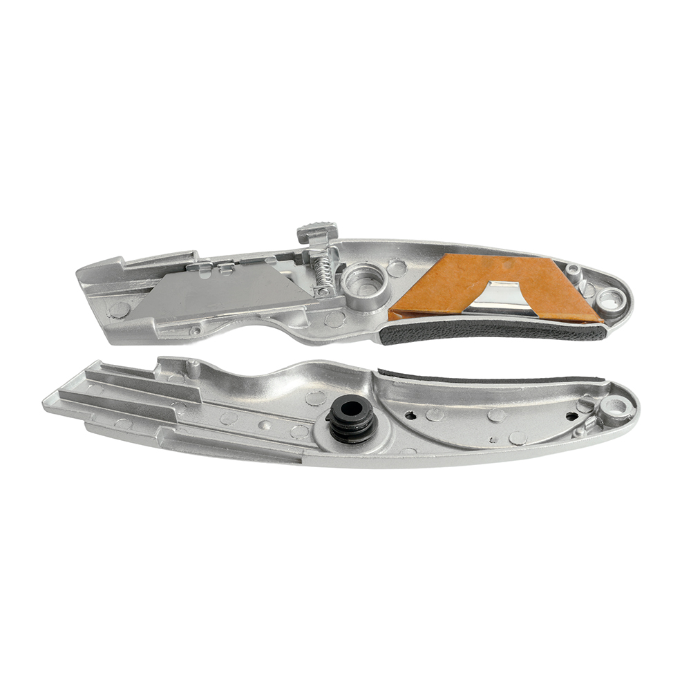 Нож строительно-монтажный с трапециевидным лезвием, 19 мм, 2 лезвия в рукоятке KMU-12-T