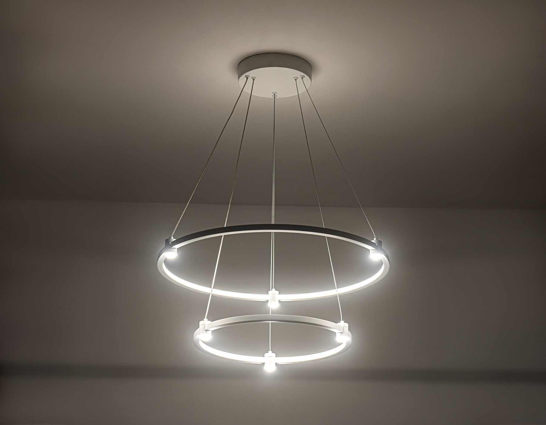 Подвесной LED светильник FL5505/2+6 WH белый 45W 3000K/4200K/6400K D600/400*1300 (без ПДУ)