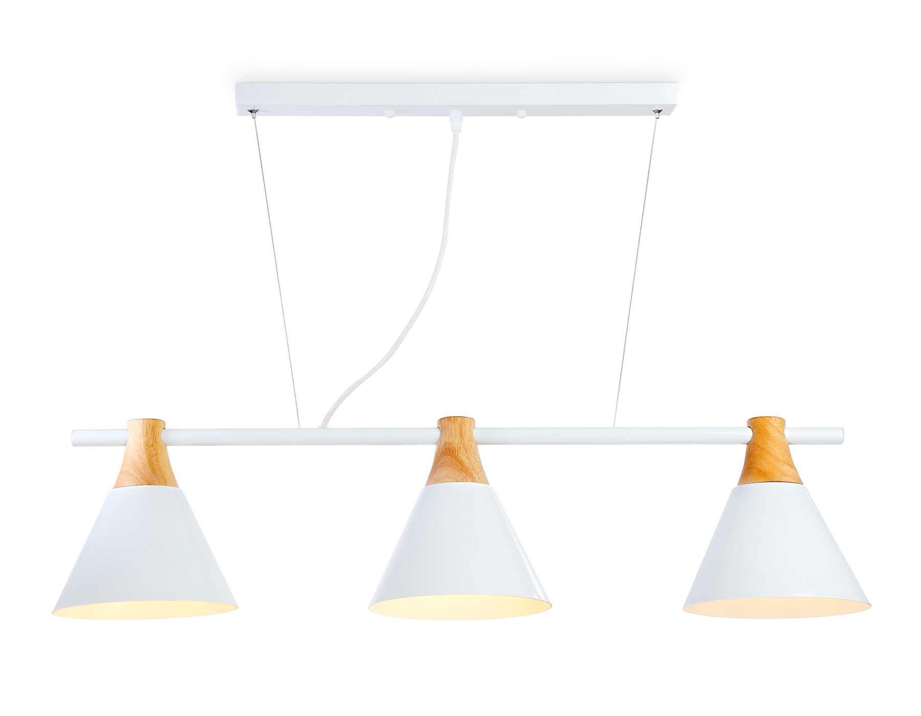 Подвесной светильник TR8196/3 WH/LW белый/светлое дерево E27*3 max 40W 880*200*1010