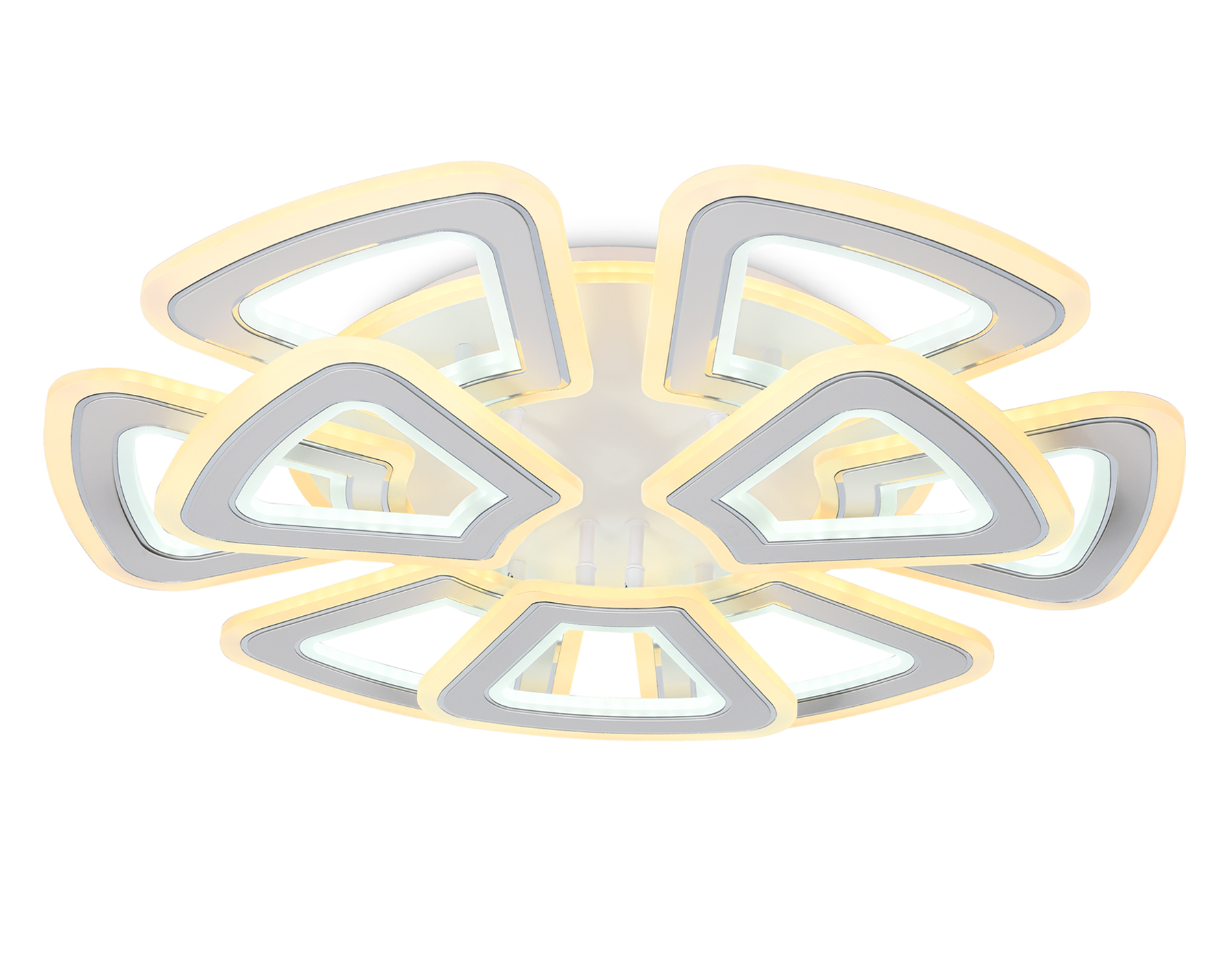 Потолочный светильник Ambrella FA8892/6+3 WH/CH белый/хром 210W 3000K/4200K/6400K 650*640*130 (ПДУ РАДИО 2.4G)