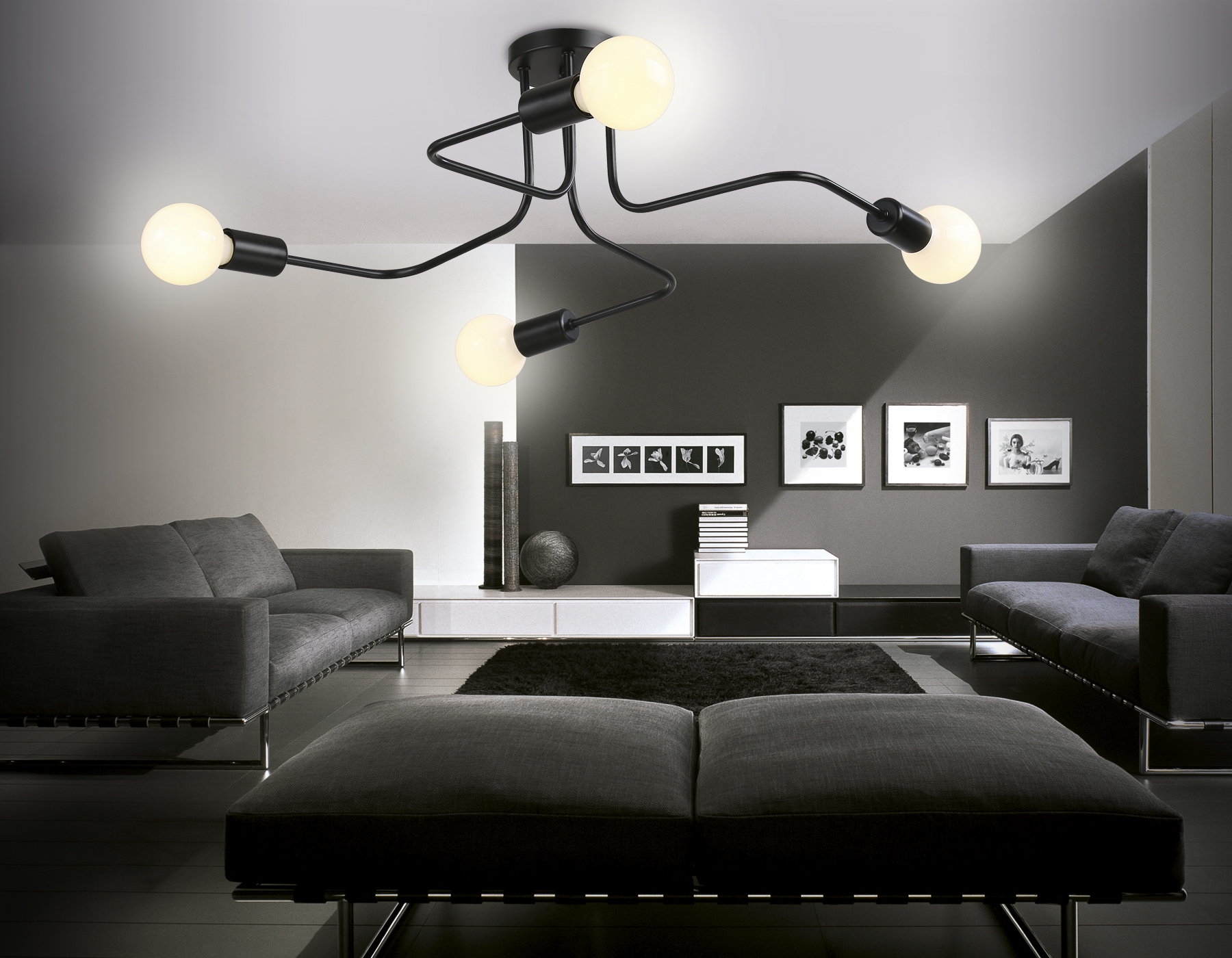 Потолочный светильник TR8022/4 BK черный E27*4 max 40W D715*205