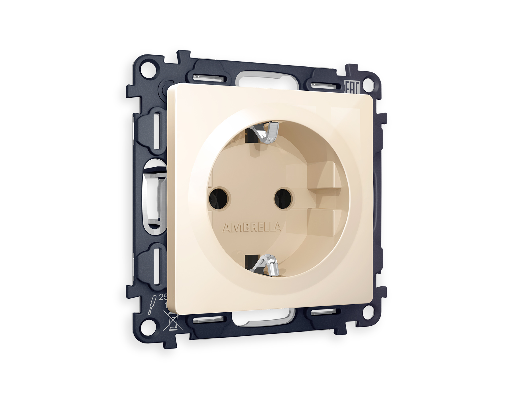 MA306010 Комплект механизма электрической розетки ALFA Бежевый глянец с/з на винтовых зажимах QUANT (AP3060, VM141)