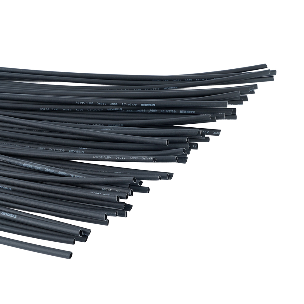Набор термоусадочных трубок STEKKER HST-35175-100BK, длина 100 см., коэф. усадки 2:1