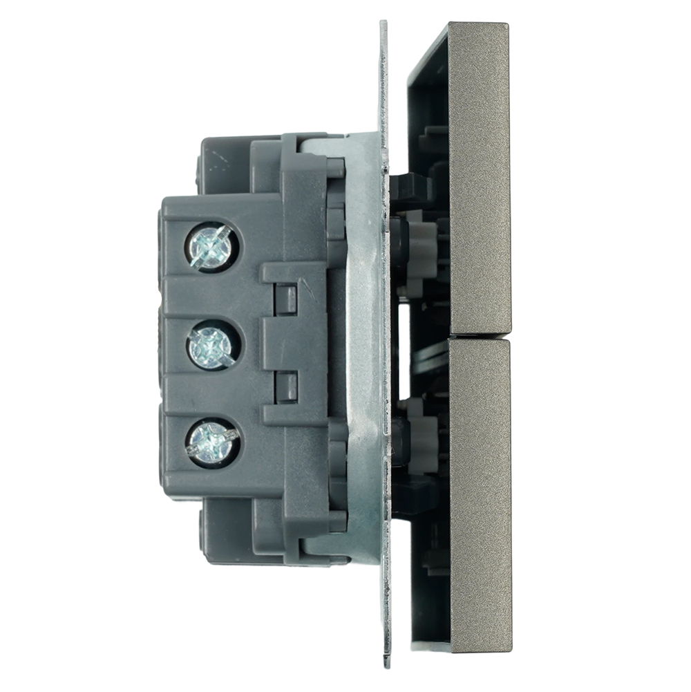 Переключатель 2-клавишный (механизм), STEKKER, 250В, 10А, серия Эмили, RSW10-5107-09, антрацит, soft touch