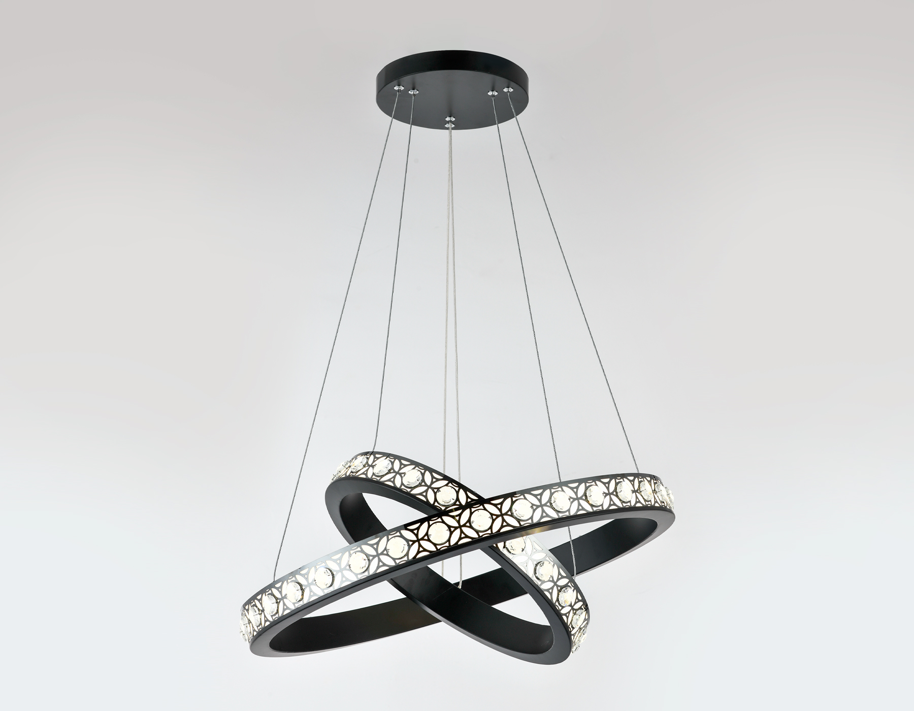 Подвесной светодиодный светильник с пультом Ambrella FA171/2 BK/DCH черный/черный хром 86W D600*800 (ПДУ РАДИО 2.4G)