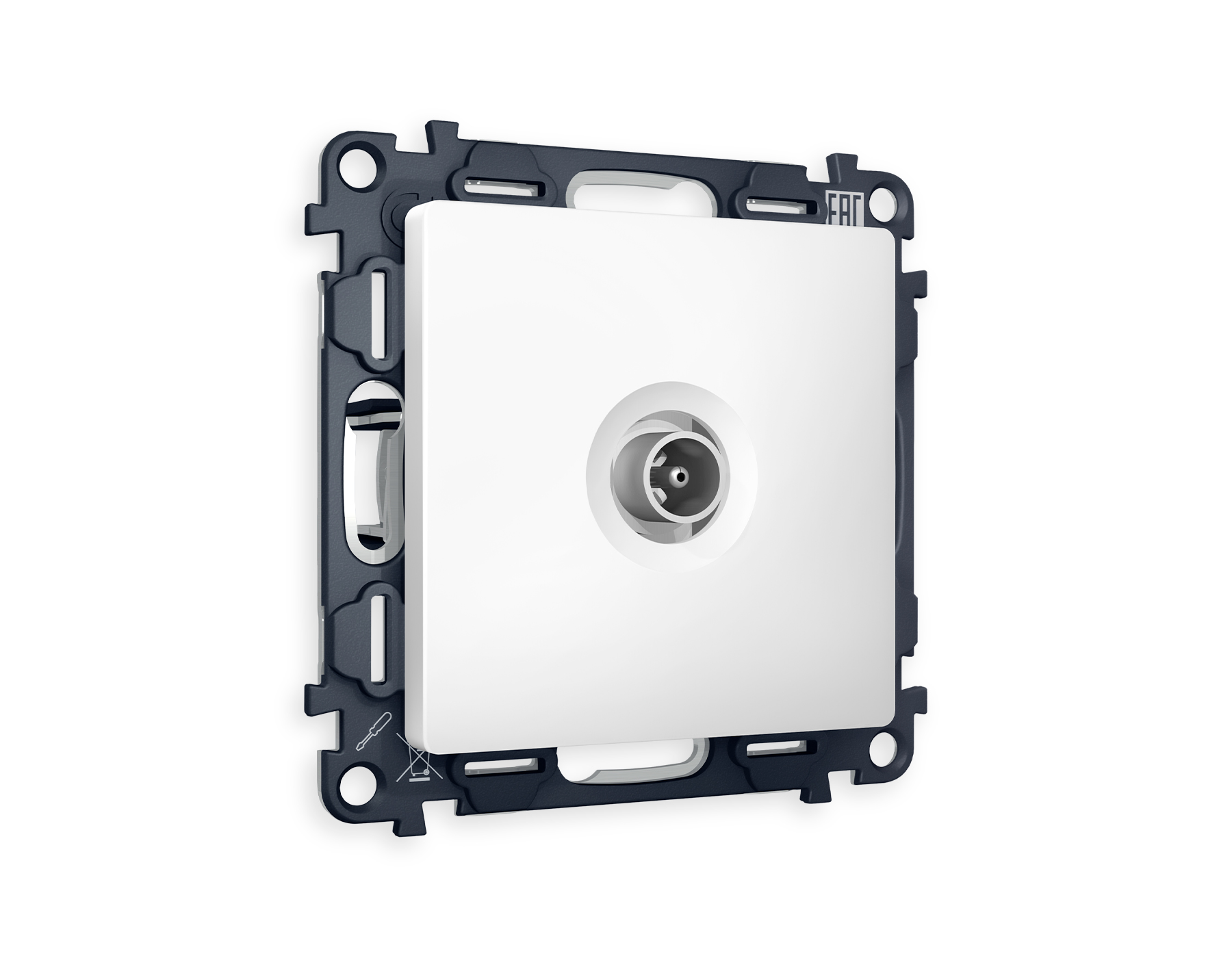 MA133030 Комплект механизма TV розетки проходной ALFA Белый матовый 5-1000 MHz 4dB QUANT (AP1330, VM211)