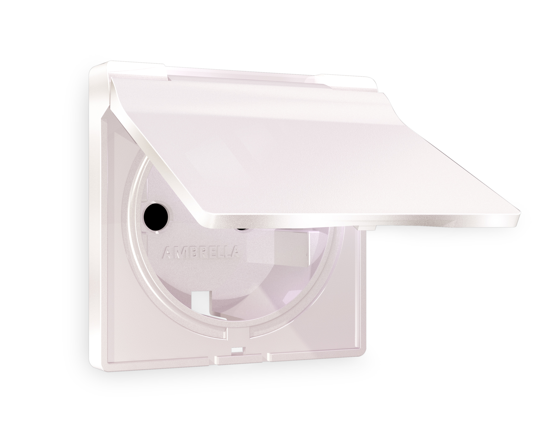 AP2080 Лицевая панель ALFA (Жемчуг) для электрической розетки с/з со шторками и крышкой IP44 QUANT