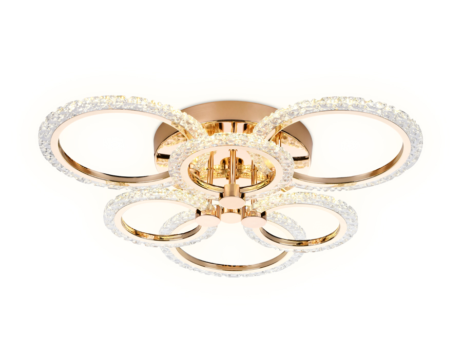 Потолочный светодиодный светильник с пультом Ambrella FA418/3+3 GD золото 90W 580*540*120 (ПДУ РАДИО 2.4G)