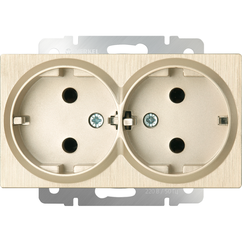 Розетка двойная с заземлением WERKEL (шампань рифленый) WL10-SKG-02-IP20 / W1172010 / a041868