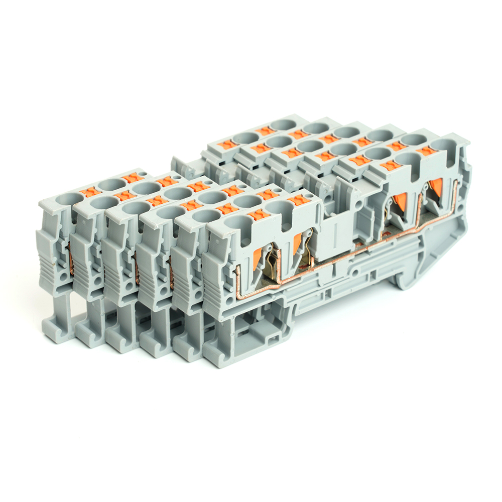 Зажим пружинный, 4-проводной проходной ЗНИ - 4 ,JXB PT 4 , серый LD574-1-40