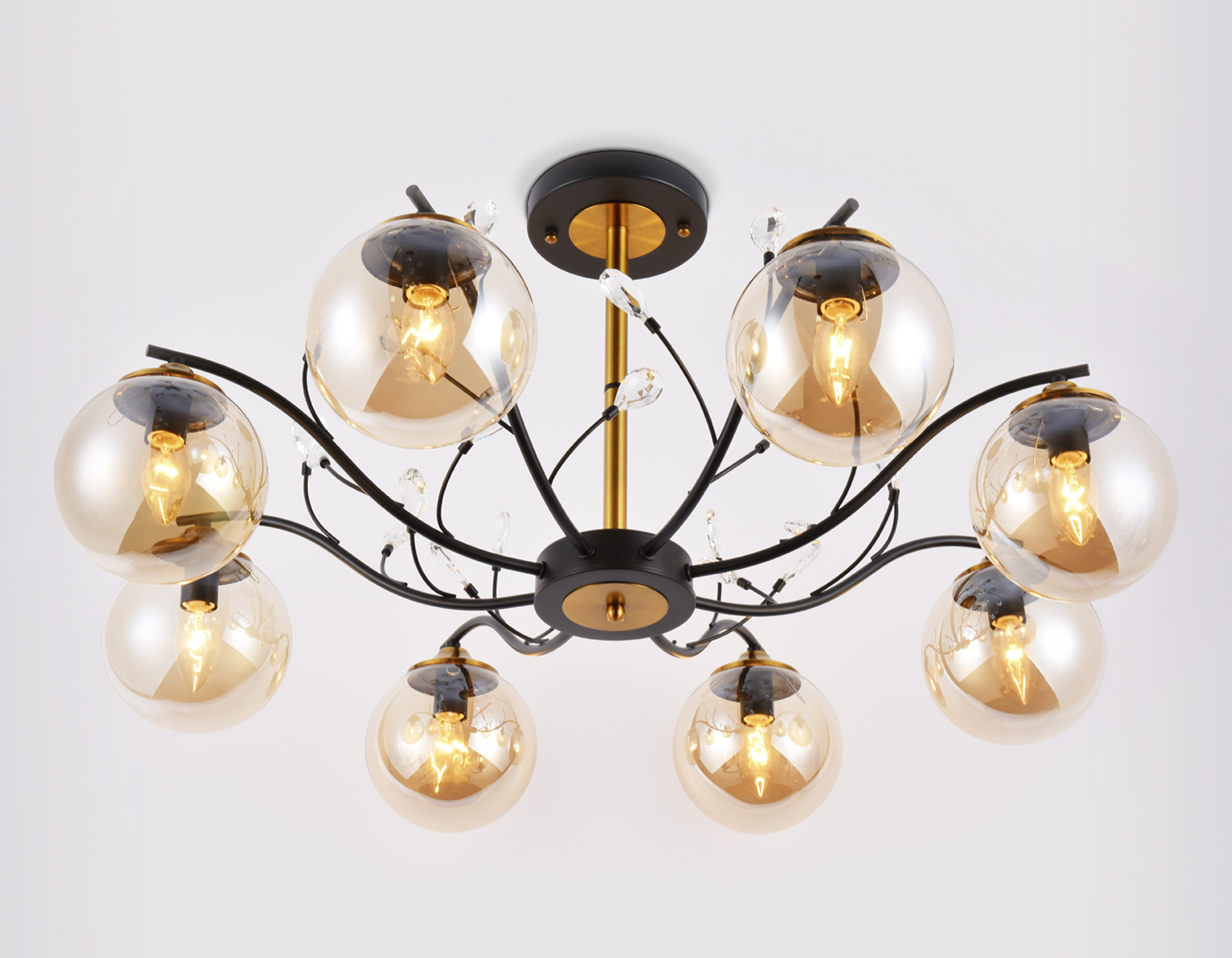 Подвесная люстра Ambrella TR9076 черный/янтарь E14 max 40W D850*420