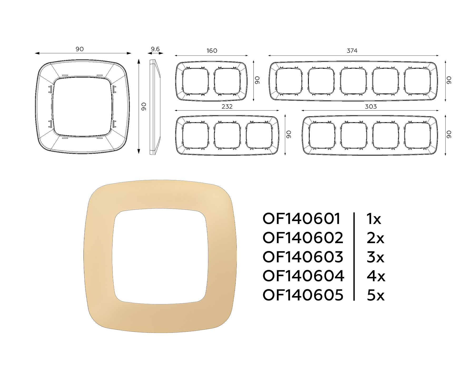 OF140601 Рамка OMEGA Ecta (Шампань) 1-ая