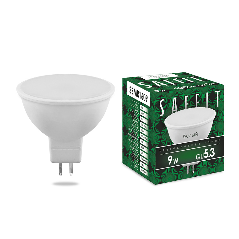 Лампа светодиодная SAFFIT SBMR1609 MR16 GU5.3 9W 4000K, 55085
