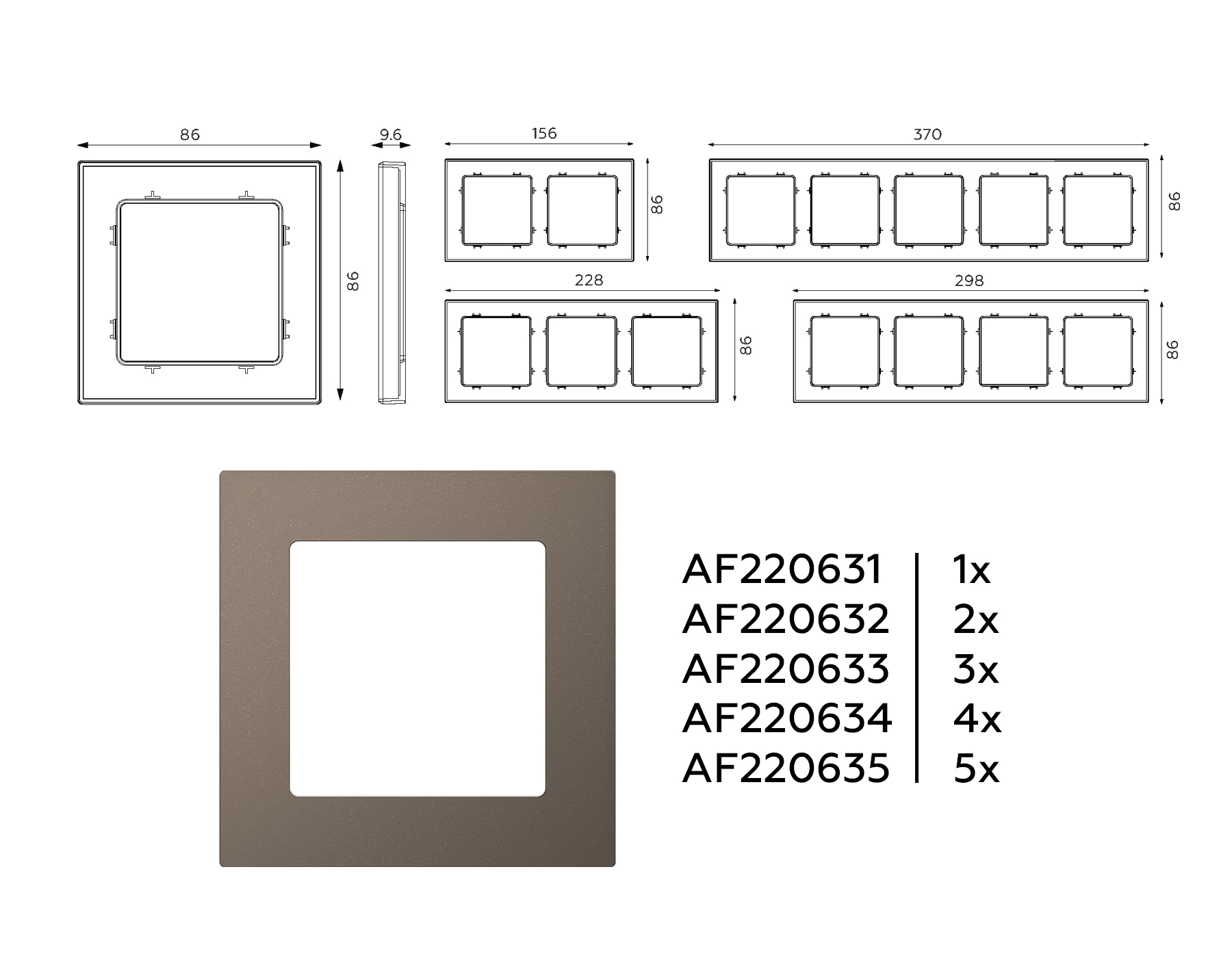 AF220631 Рамка ALFA Techno (Темная бронза матовый) 1-ая