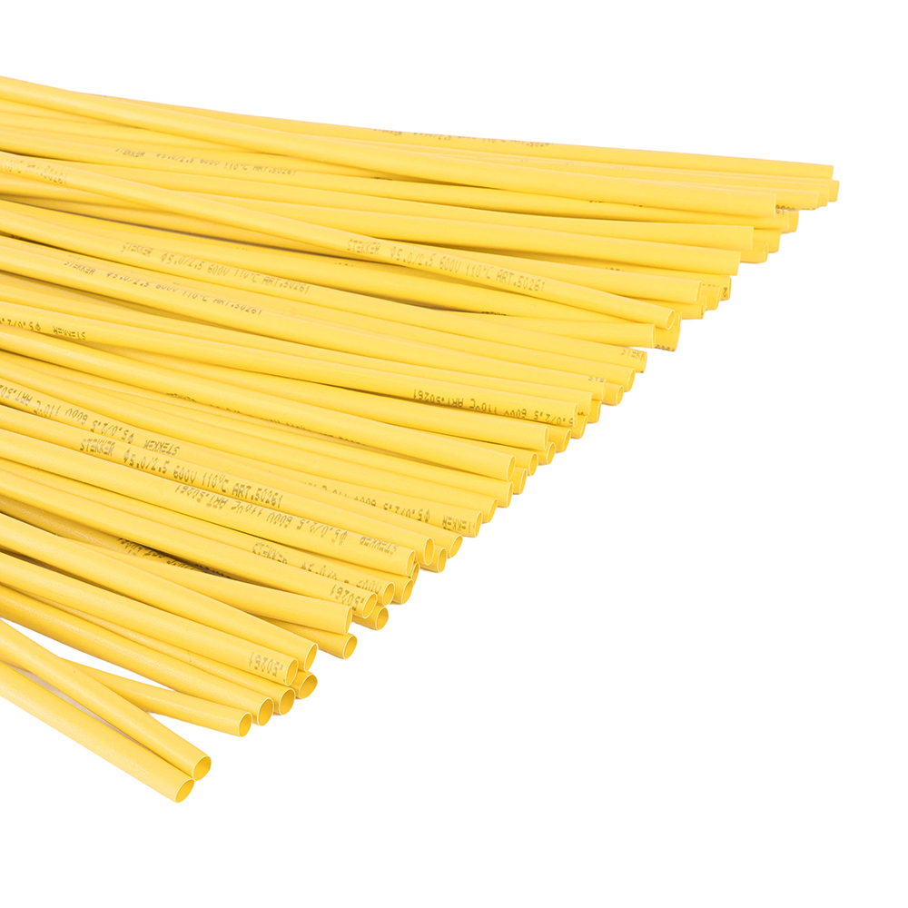 Термоусадочная трубка STEKKER 5,0/2,5 мм, длина 100 см., усадка 2:1, желтый HST-525-100YW