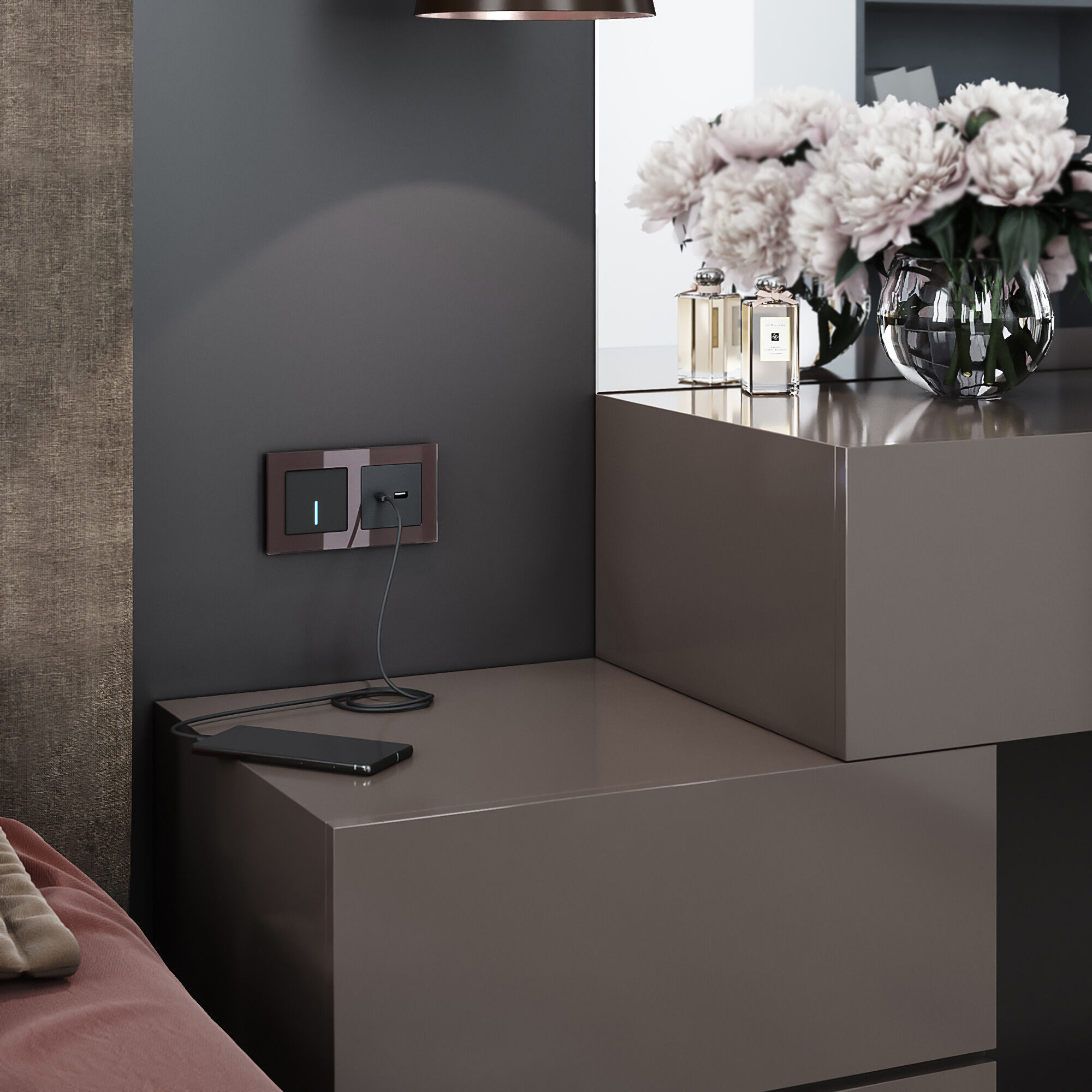 Сенсорный выключатель одноклавишный с подсветкой 1000 Вт Werkel (черный) W4510008