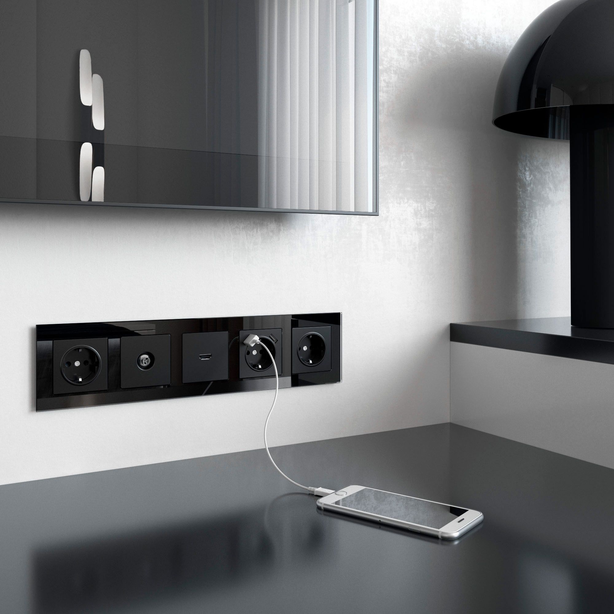 ТВ-розетка проходная Werkel (черный матовый) WL08-TV-2W