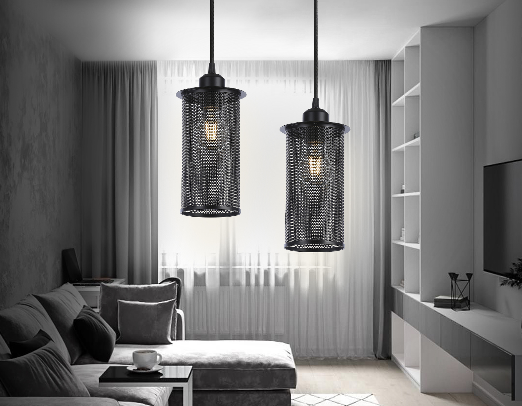 Подвесной светильник TR8162 BK черный E27 max 40W D102*1055