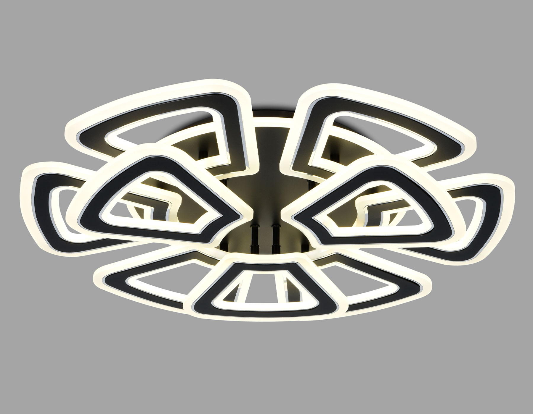 Потолочный светильник Ambrella FA8893/6+3 BK/CH черный/хром 210W 3000K/4200K/6400K 650*640*130 (ПДУ РАДИО 2.4G)